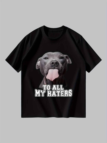 Men's Dog Print T-shirt, Casual Short Sleeved Round Neck T-shirt, Men's Outdoor T-shirt