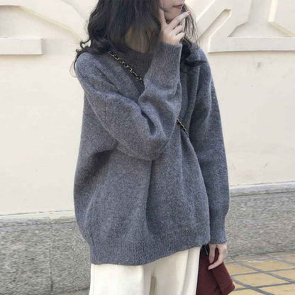 Lazy And Gentle Japanese-style Knit Base Layer For Outerwear