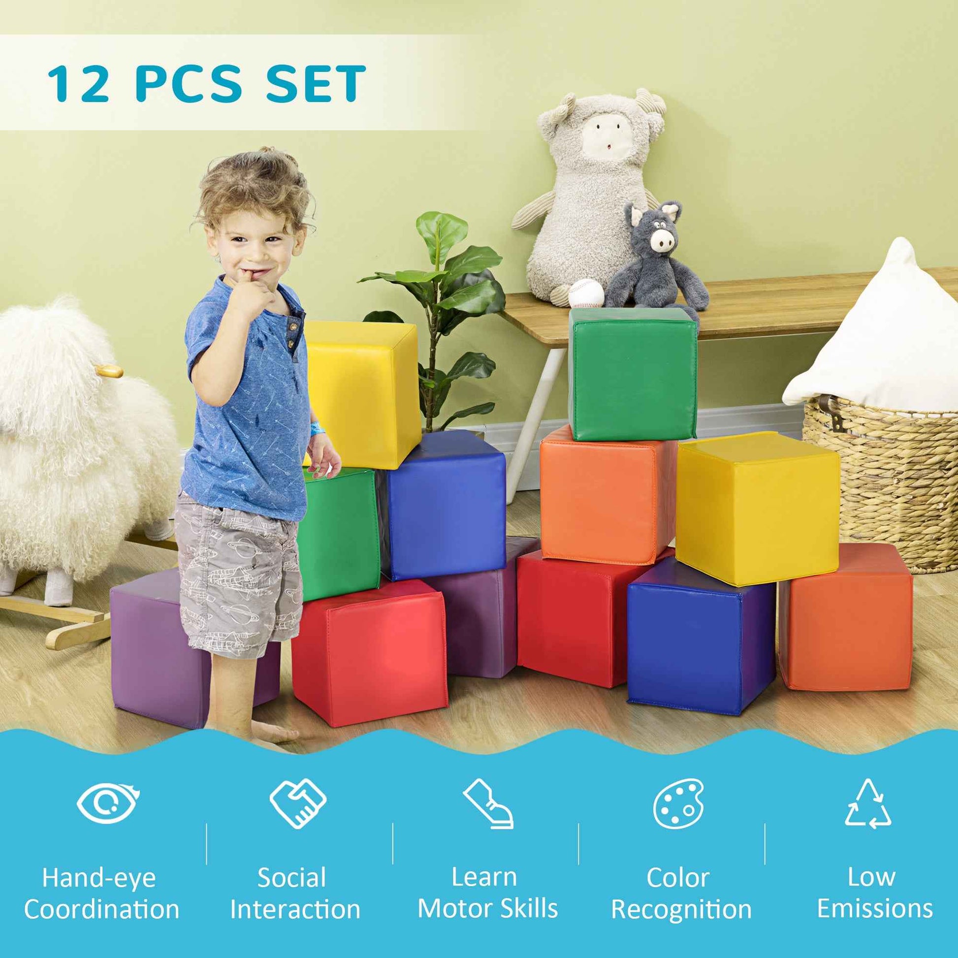 12 Piece Soft Play Blocks Soft Foam Toy for Toddler