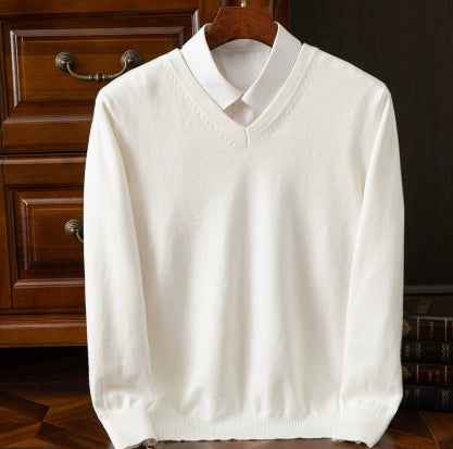 Knitted Sweater V-neck Men's Pullover Base Shirt