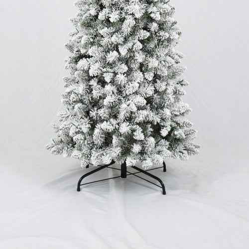 3 Pcs Flocked Artificial Christmas Tree Set with Lights - 4ft 5ft 6ft Snow Trees