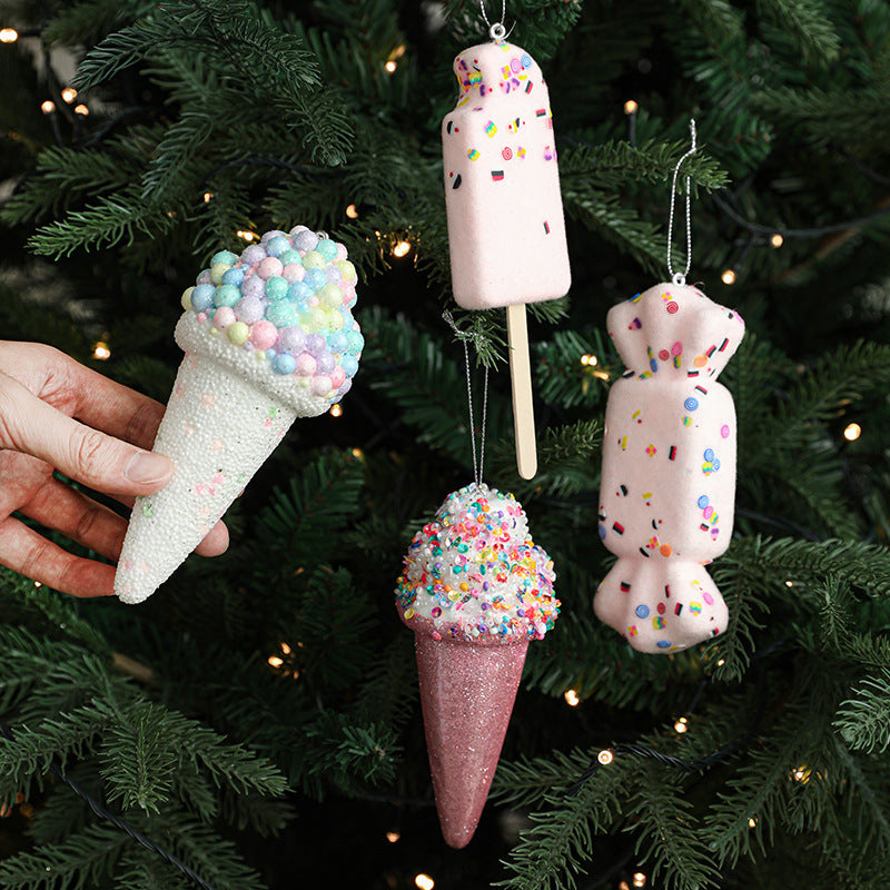 Creative Foam Ice Cream & Mushroom Christmas Tree Ornaments - Pastoral Style Pendants