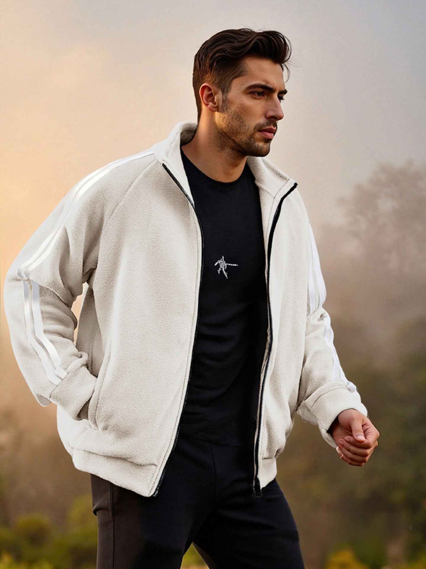 New Zipper Trend Versatile Men's Fleece Jacket