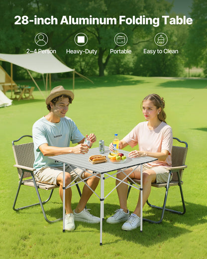 Folding Portable Camping Table Aluminum Outdoor Picnic Roll Up Table Carry Bag