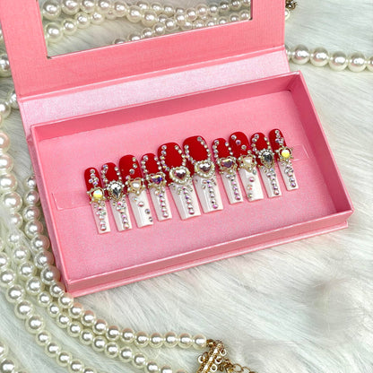 GGDDSHA Nails 10pcs Handmade Press On Nails - GlitterGold Diamond Extra Long Stiletto Reusable Gel UV FinishedFalse Nails, Designer Fashion 3D Hand-painted NailsMedium Size,Harmony Spark - DropOnline.co