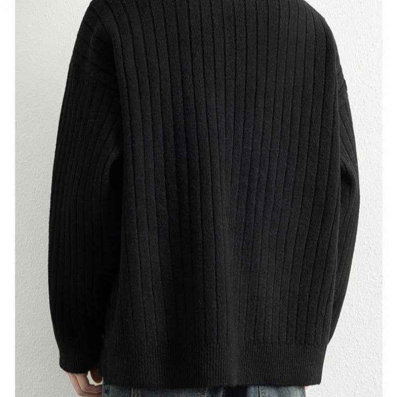 Half Zipper Sweater Loose Pullover Texture Knitted Men