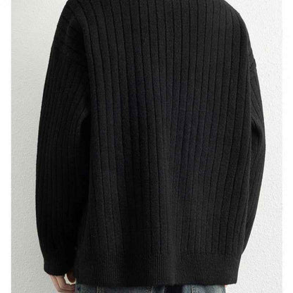 Half Zipper Sweater Loose Pullover Texture Knitted Men