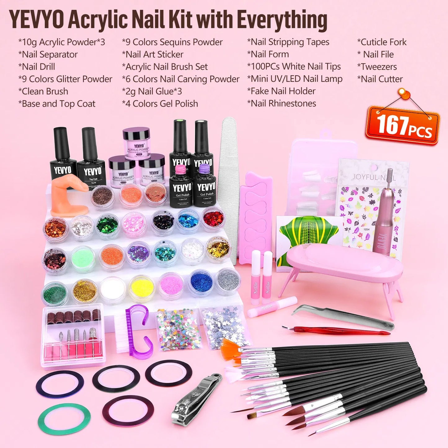 Acrylic Nail Kit With Drill, 4 Colors Gel Polish And UV Light Nail Kit, Birthday Gifts For Women, Valentines Day Gifts For Girl, Professional Nails Kit Acrylic Set With Everything For Beginners