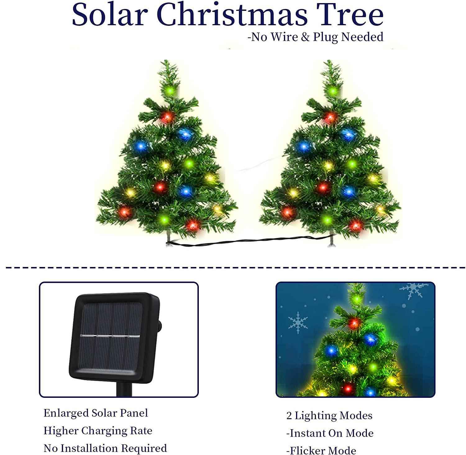 Solar Christmas Tree - 2/4/6 Pack LED Light Multicolor Pathway Decoration