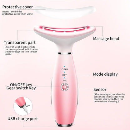 Facial And Neck Massager, Pink Neck Beauty Device - DropOnline.co