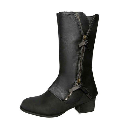 Chunky Heel Women's Side Zipper Martin Boots