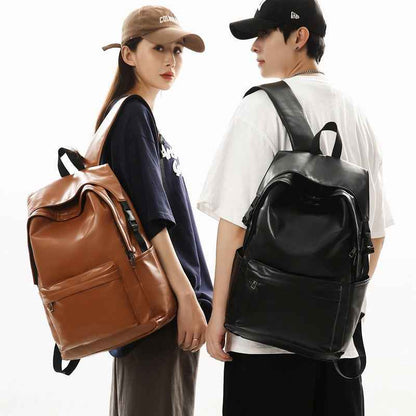 Travel Out Large Capacity PU Leather Men's Backpack