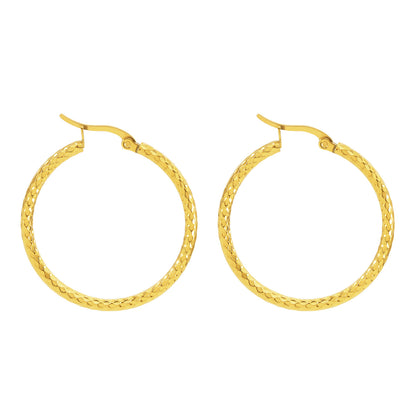 18K Gold-plated Dense Emboss Round Ring Earrings Advanced Sense - DropOnline.co