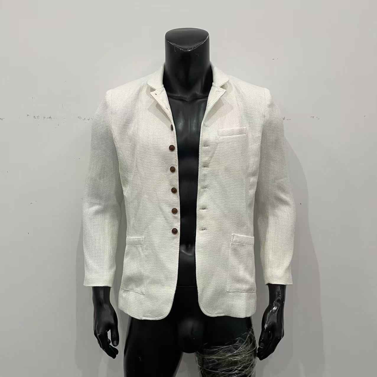 European And American-style Men's Jacket Slim-fit Buttoned Pocketed Long-sleeve Blazer