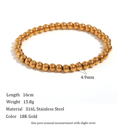 Niche Vintage Stainless Steel Plated 18K Elastic Bead Bracelet - DropOnline.co
