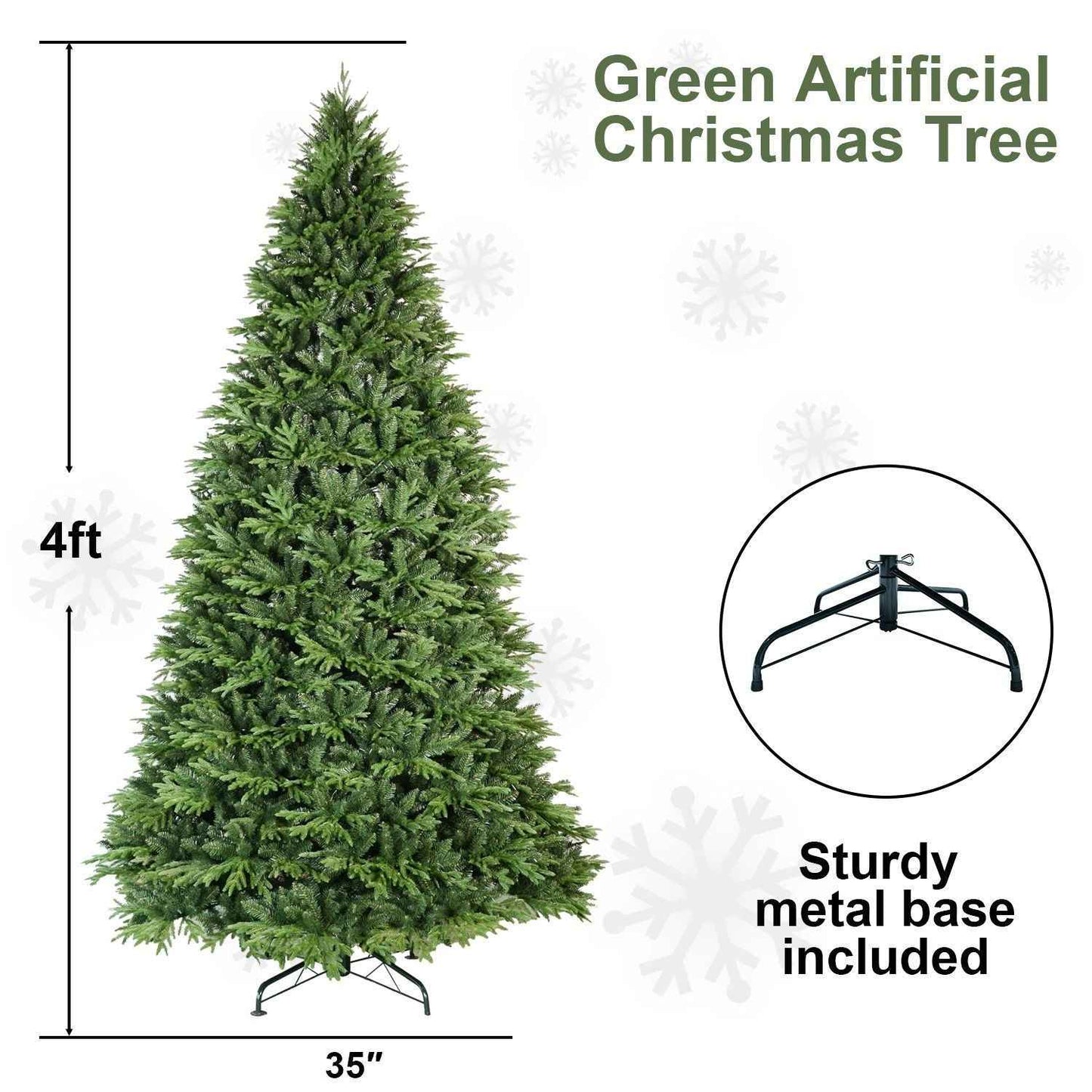 4ft Artificial Christmas Tree - PE PVC Hybrid Hinged with Steel Wire by LiMei - DropOnline.co