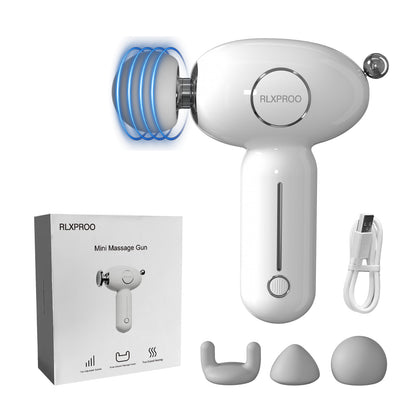 DRS-8120D Mini Massage Gun - Deep Tissue Percussion Massager With Heating Function, 5 Speed Levels, Portable Muscle Relaxation For Athletes & Recovery, USB Rechargeable - DropOnline.co