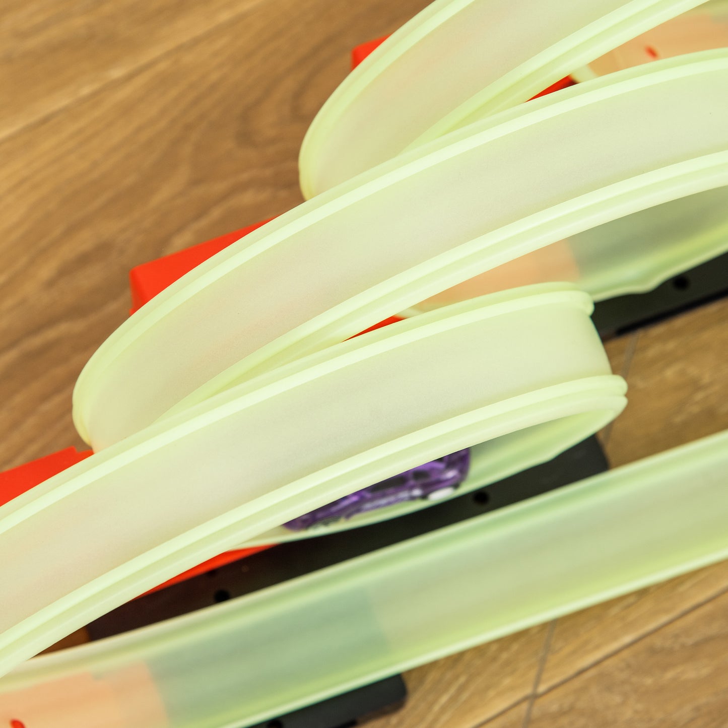 Track Builder Loop Kit Criss-Cross Glowing Race Track Toy Set Spooky Spider Fun Starter Kit