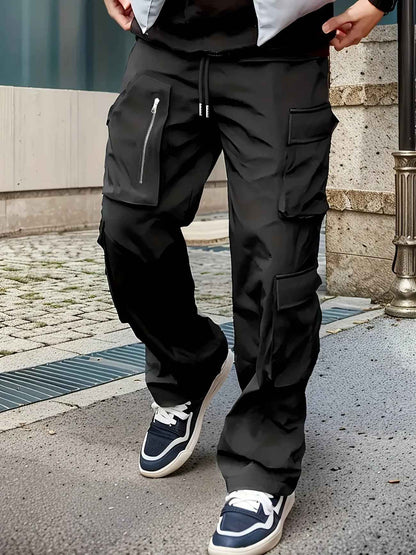 Spring And Autumn Work Pants Youth Slim-fit Outdoor Multi-pocket Casual Pants
