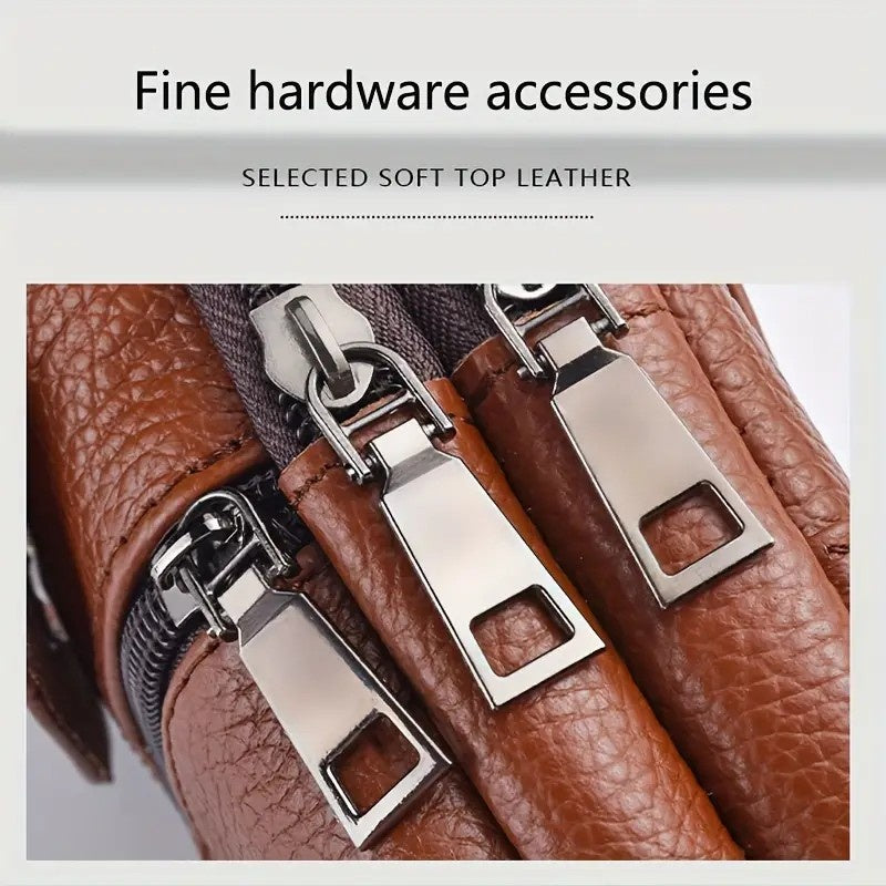 Leather Mobile Phone Shoulder Covers, Men's Belt Bags, Vertical Holster Belt Clip Pockets, Carrying Cases With Card Slots