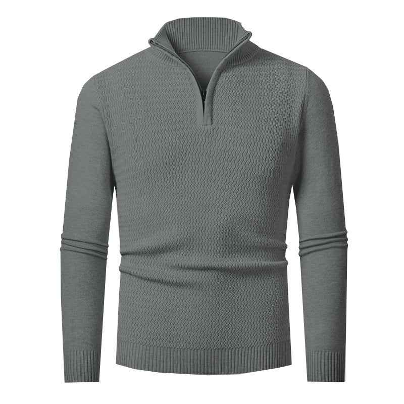 Men's Solid Color Half Zipper Sweater