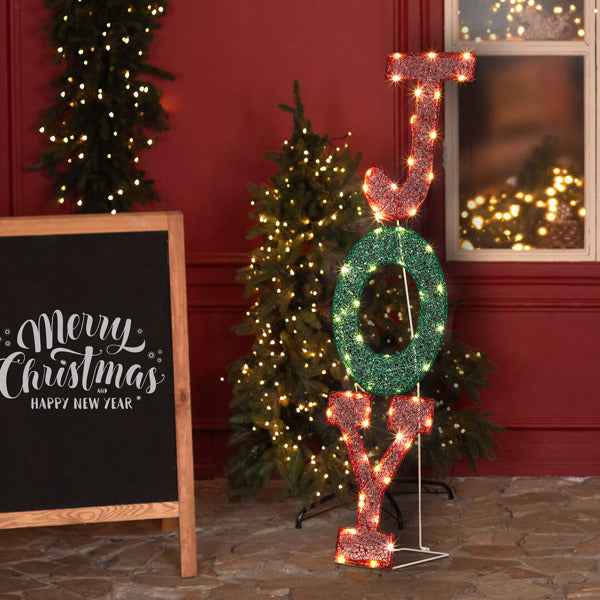 29X27X99cm JOY Letter 2D Warm White Light - Mesh Powder Christmas Lighting - DropOnline.co