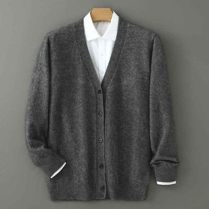 Mink Wool Sweater Men V-neck Thickened Sweater Loose Cardigan
