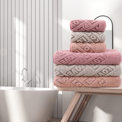 Jacquard Coral Fleece Towel Bath Towel Set Is More Absorbent And Ultra Soft For Drying Hair Than Pure Cotton