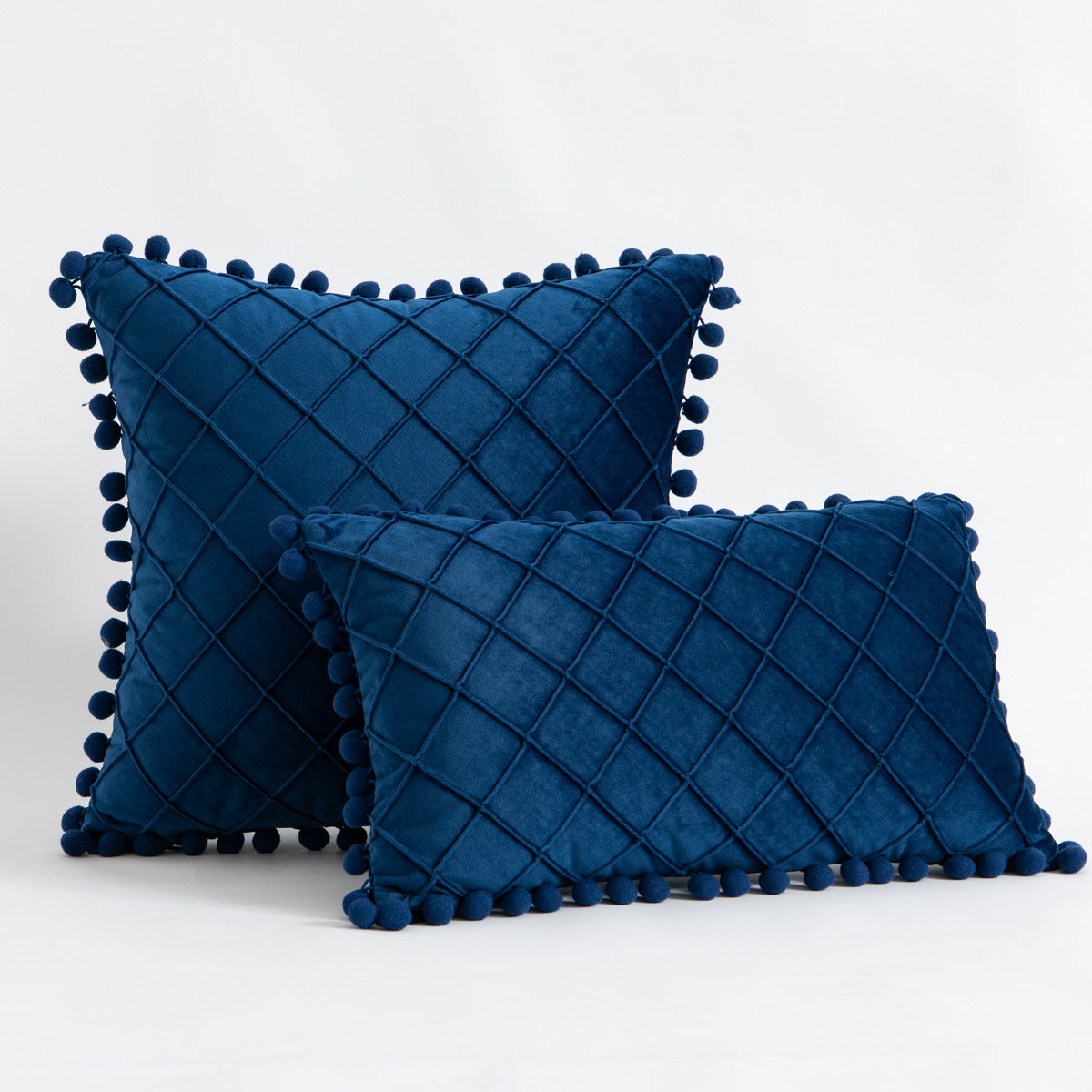 Velvet Fur Ball Decorative Pillow - Luxurious Textured Accent Cushion