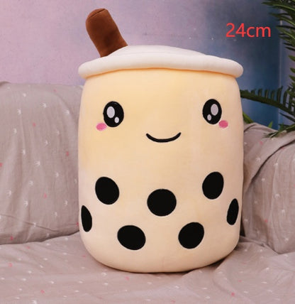 Boba Tea Plush Toy - Cute Strawberry Milk Tea Stuffed Animal Pillow Cushion for Kids - DropOnline.co