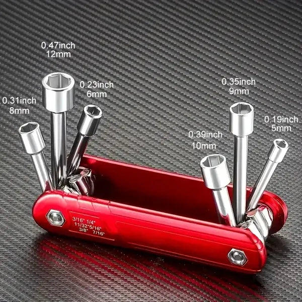 Portable Mini Folding Hex Socket Wrench, Chromium-vanadium Steel Construction, Gift, Outdoor, Portable
