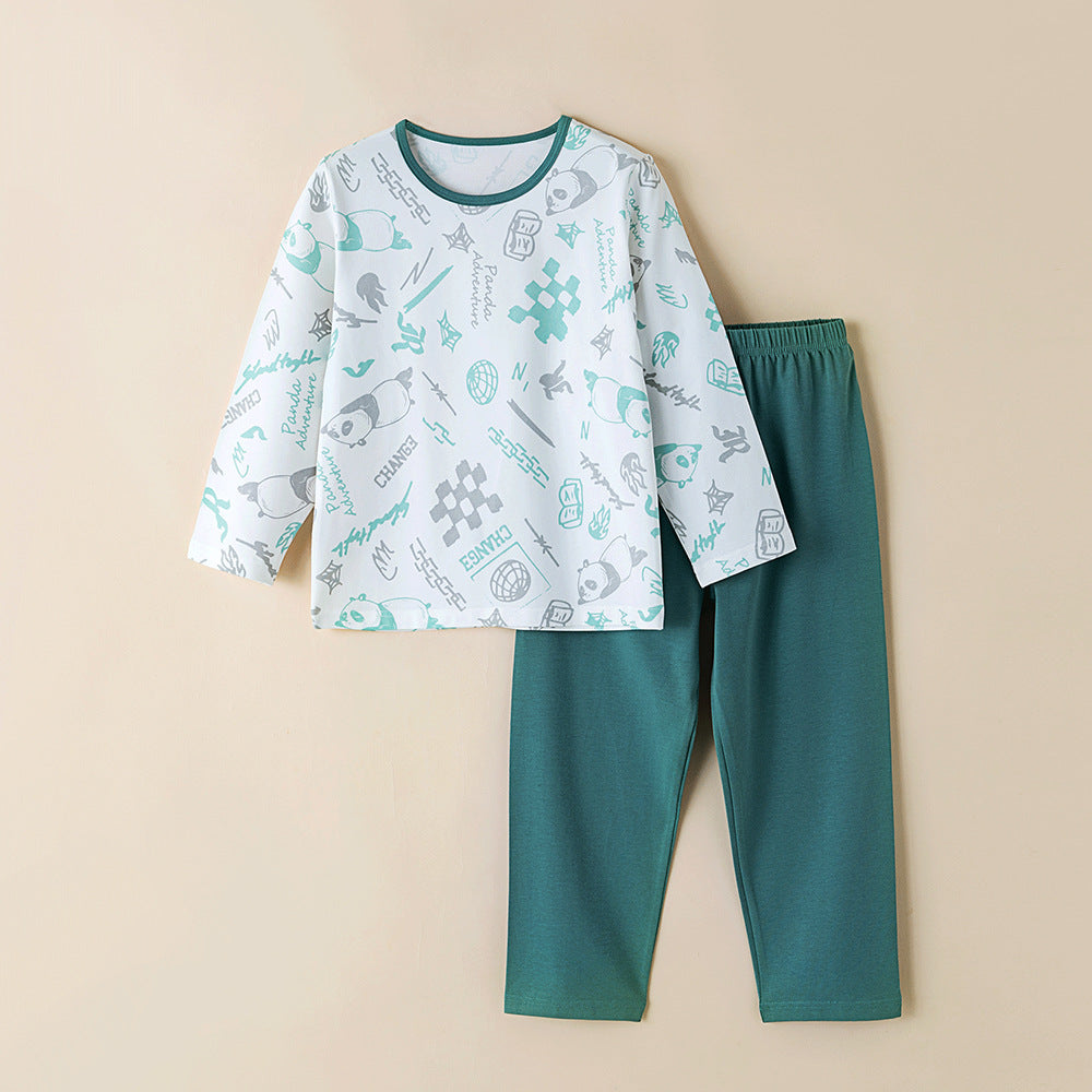 Children's Cotton Pajamas Set - Antibacterial Long Sleeve Sleepwear