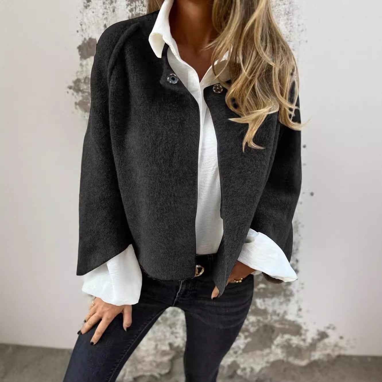 Lady's Bat-sleeve Cardigan Short Cashmere Coat