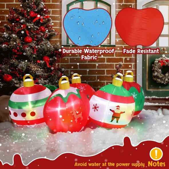 6.9 FT Lighted Christmas Inflatable - Five Christmas Balls with LED Lights - DropOnline.co
