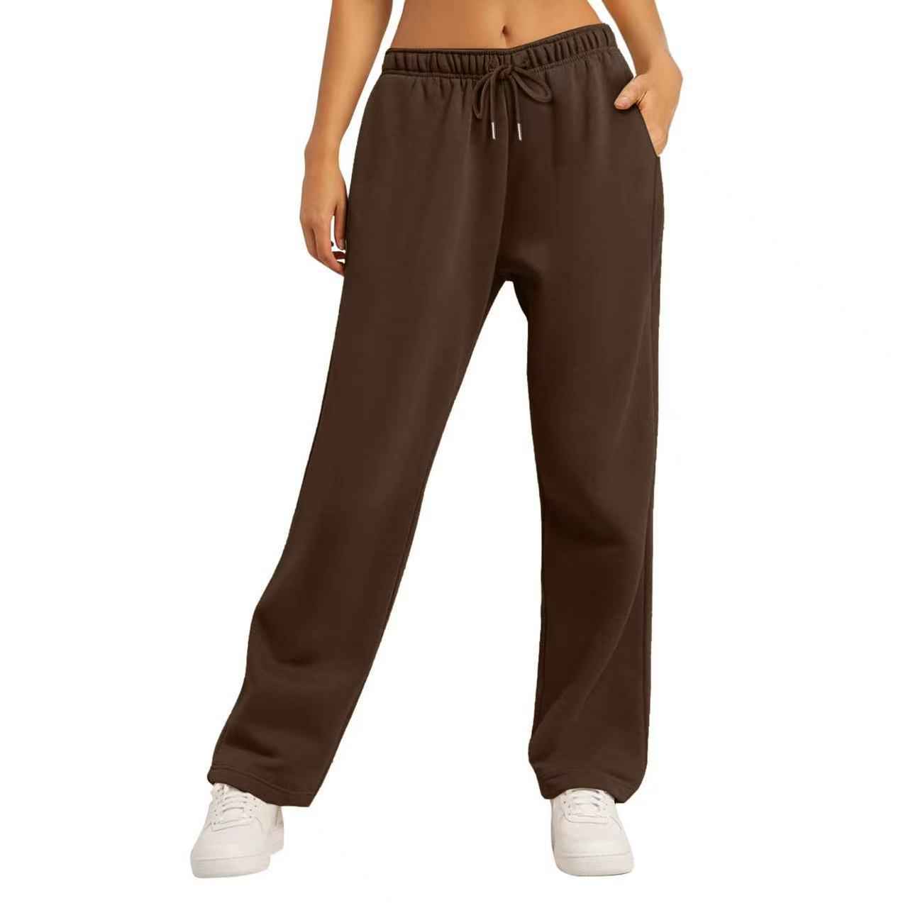 Same Style Solid Color Casual Loose Fleece-lined Trousers