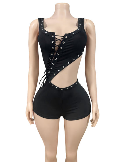 Irregular Sleeveless T-shirt And Romper Shorts