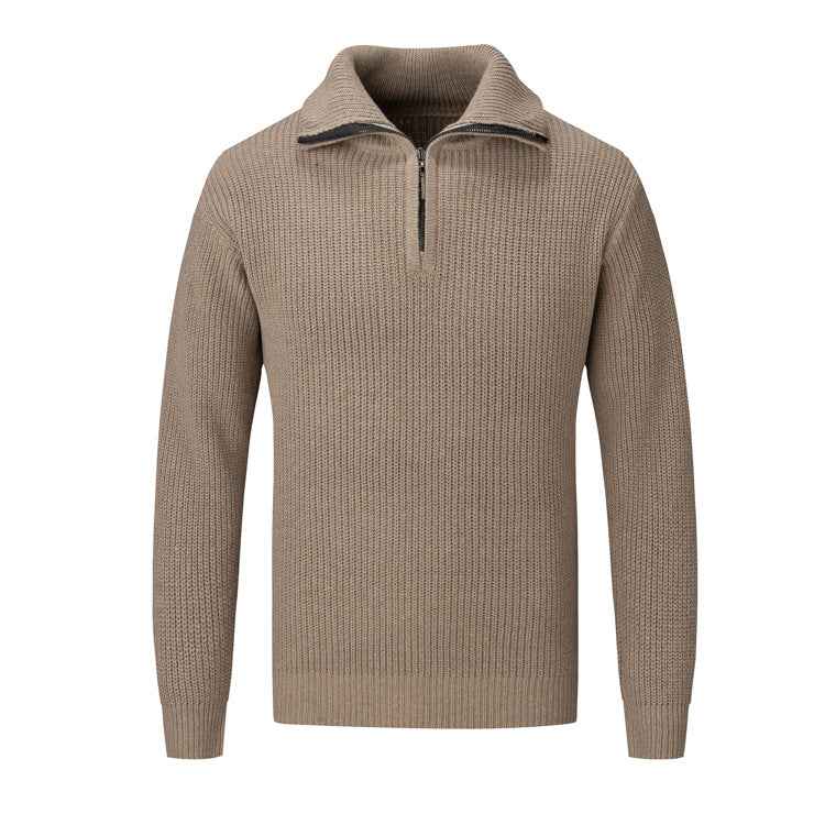 Polo Collar Men's Half Turtleneck Sweater