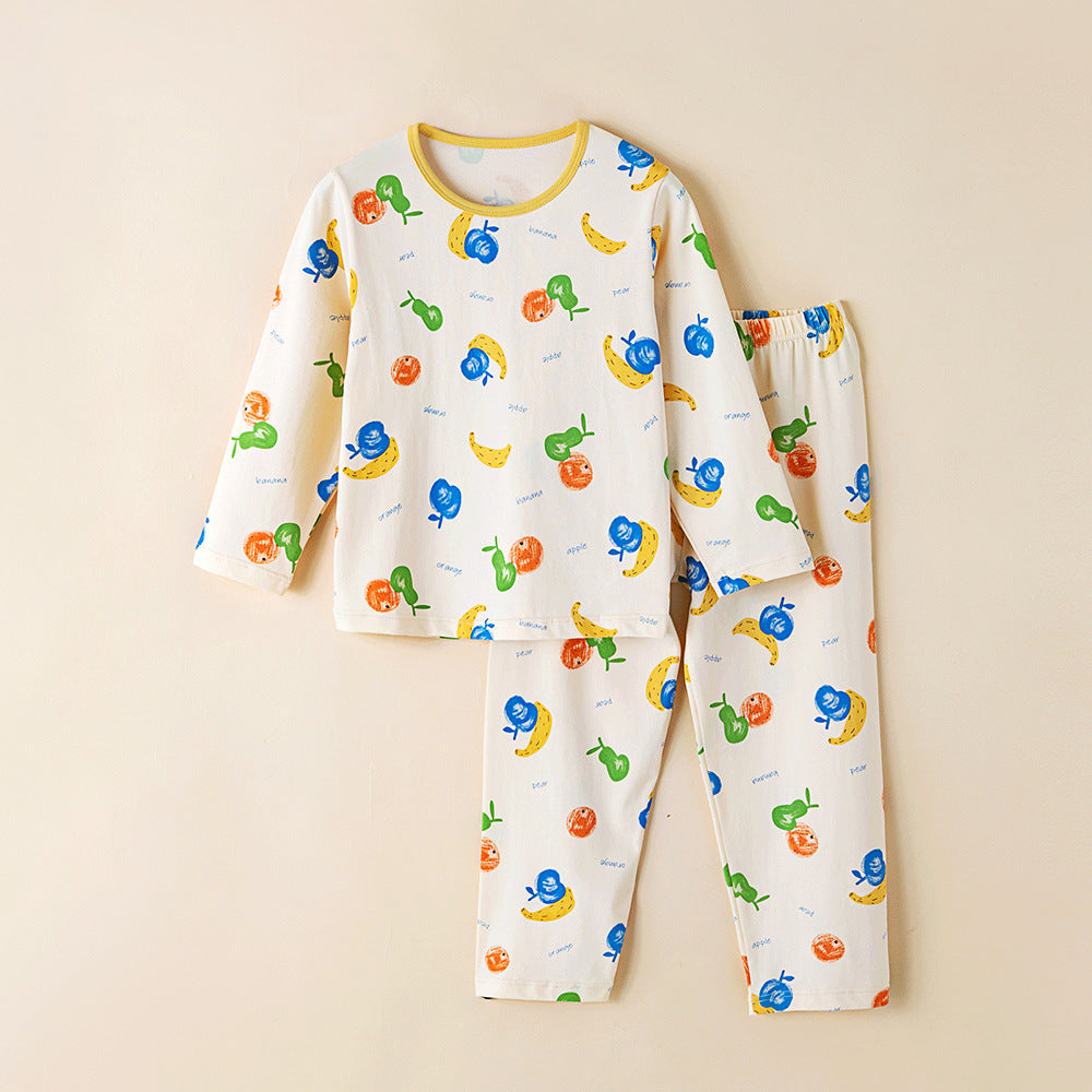 Children's Cotton Pajamas Set - Antibacterial Long Sleeve Sleepwear