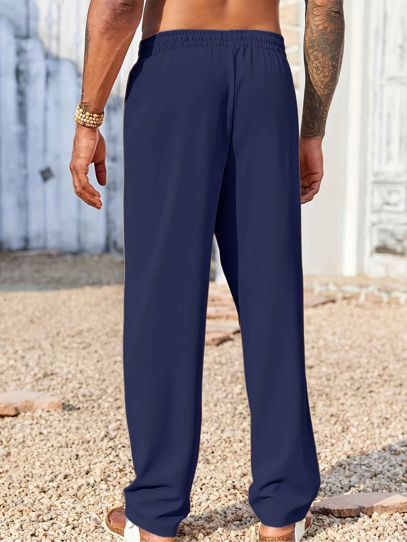 Men's Casual Loose Trousers - Quick-Drying Waist-Tied Pants with Pockets