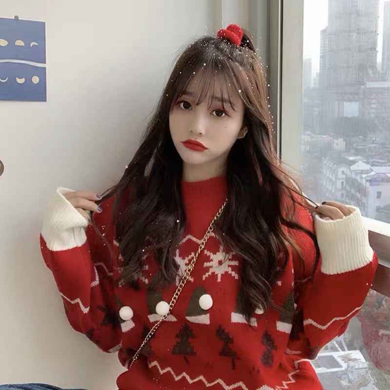 Loose Round Neck Pullover Women's Sweater Women