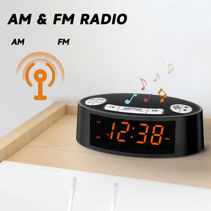 AM FM Alarm Clock Radio With Dual Alarm Sleep Timer  Snooze Functions Orange LED Display 4-Level Dimming Option ITOMA CKS3301 - DropOnline.co