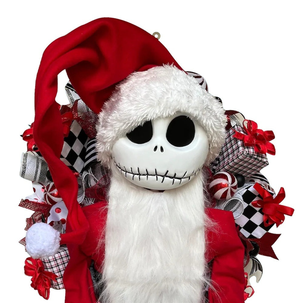 Christmas Jack Doll Garland - 3D Wooden Cloth Holiday Window Decoration
