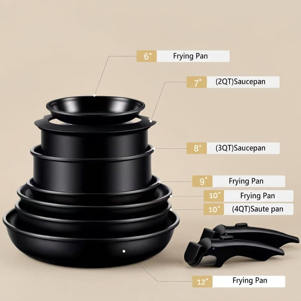Nonstick Cast Aluminum Pots & Pans Set