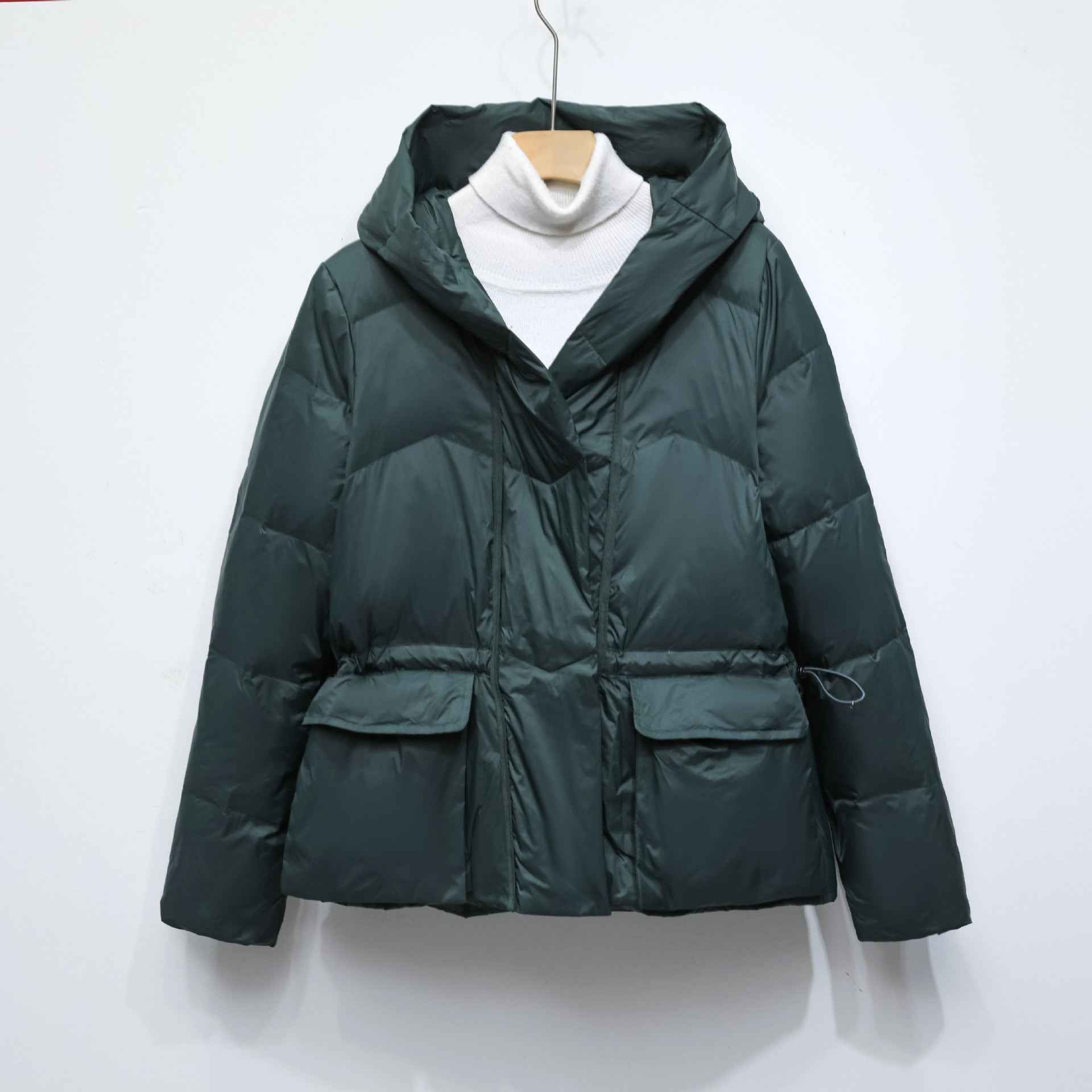 Women's Solid Color Hooded Thick Short Down Jacket