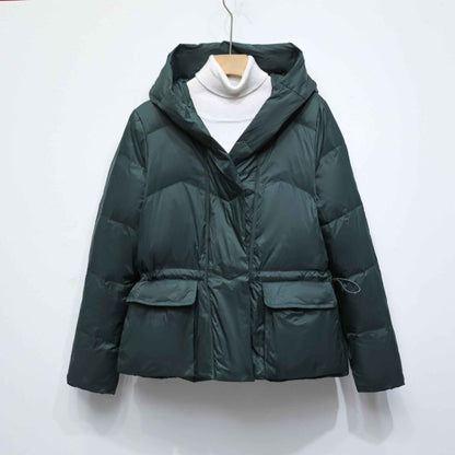 Women's Solid Color Hooded Thick Short Down Jacket