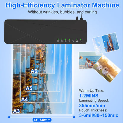1Pc 13Inch Laminator Machine Hot And Cold Mode A4 Personal Thermal Laminator With ABS Function 60S Warm Up Time 30Mins Auto Off For Home Office School Business - DropOnline.co