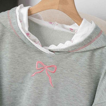 Lady's Color-block Lace Mid-length Sweatshirt