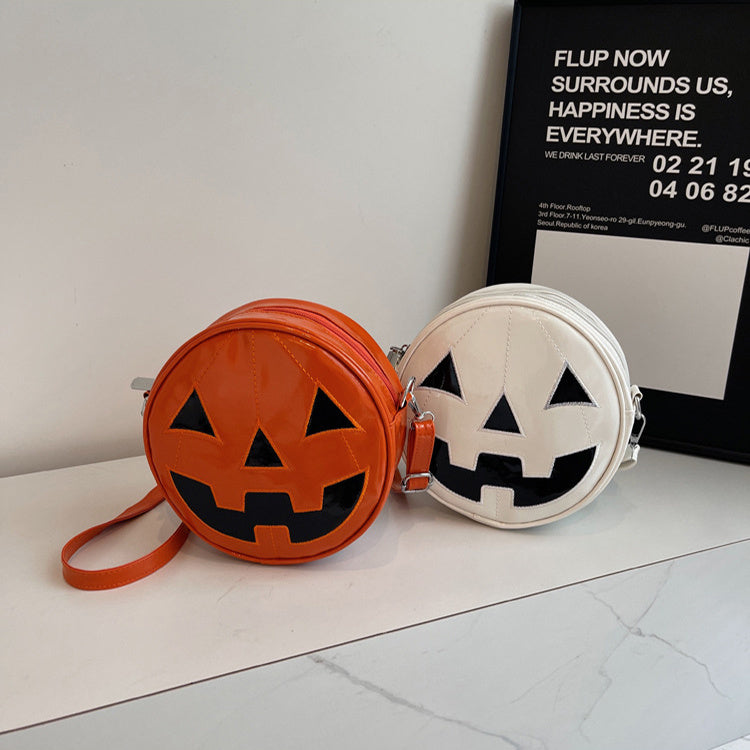 Halloween Pumpkin Round Bag - Cute Creative Crossbody Messenger Bag