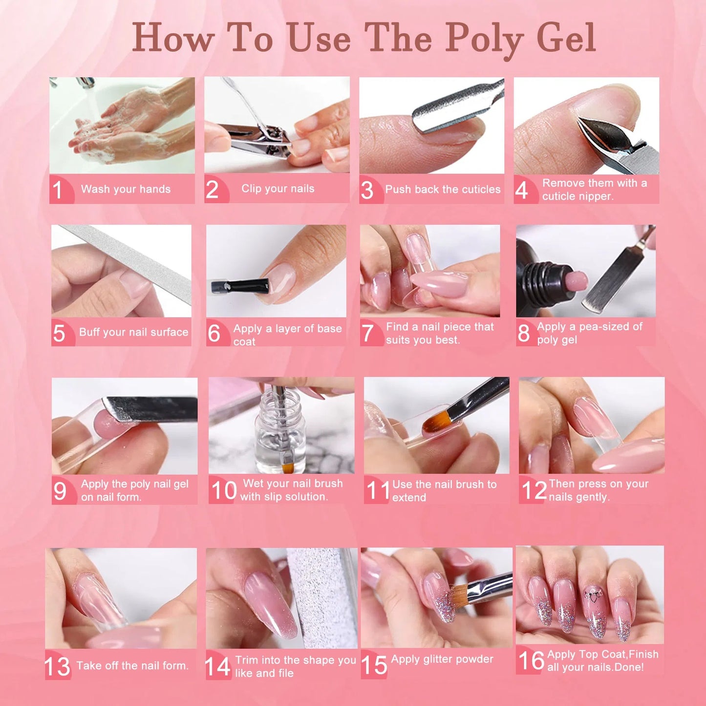 Poly Gel Nail Kit Poly Nail Gel Kit With UV Lamp For Beginners With Anything With Gel Extension Nail Kit With Slip Solution