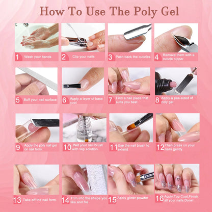 Poly Gel Nail Kit Poly Nail Gel Kit With UV Lamp For Beginners With Anything With Gel Extension Nail Kit With Slip Solution - DropOnline.co